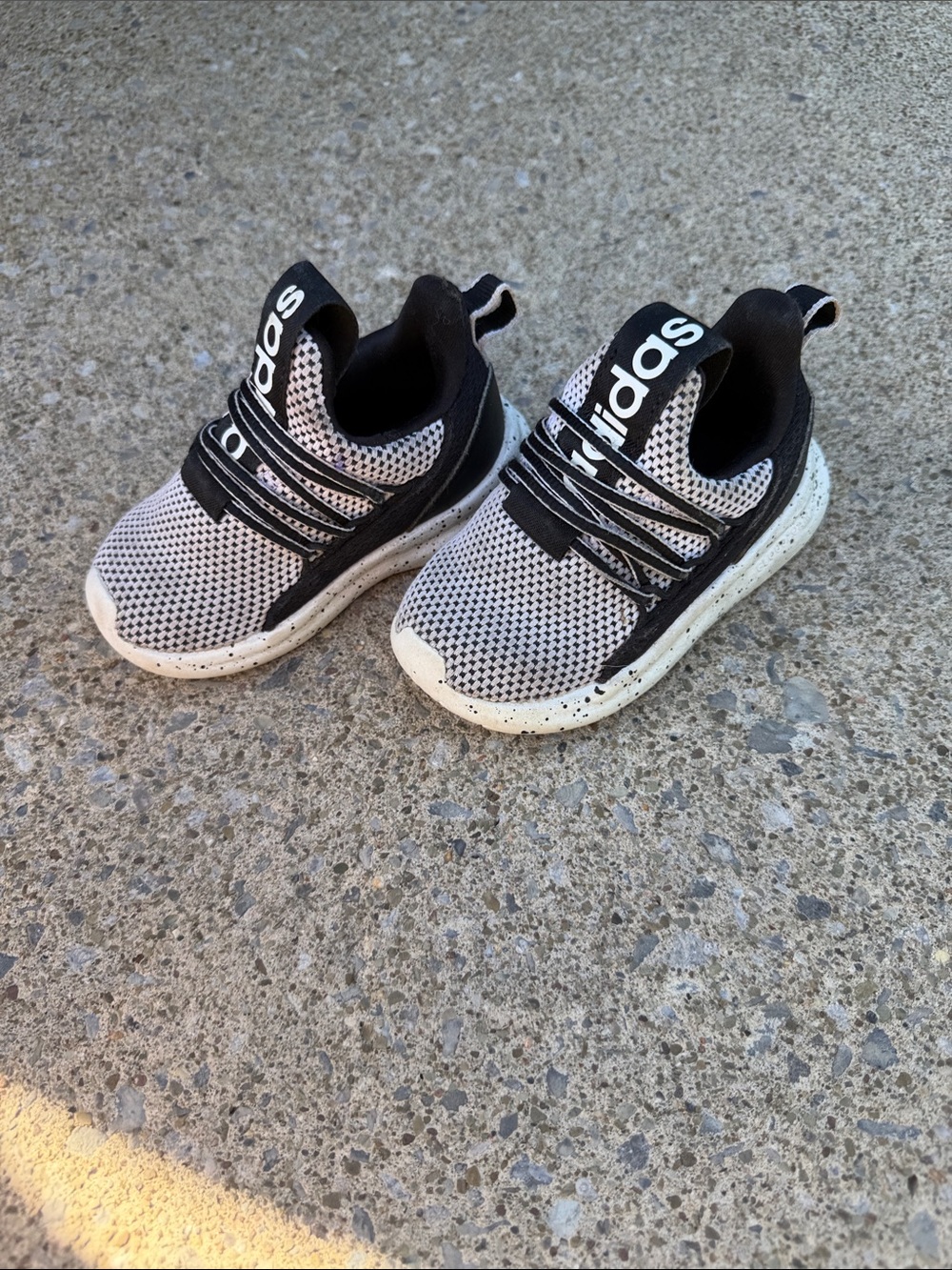 adidas Kids Black and White Slip-On Mesh Sneakers